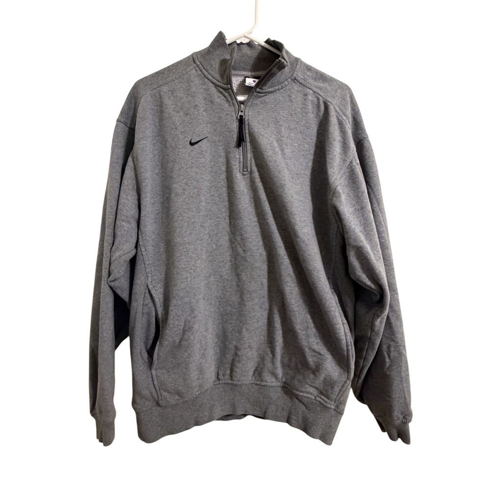 Nike Y2K Swoosh Quarter Zip Fleece Sweatshirt Gray Men's Small